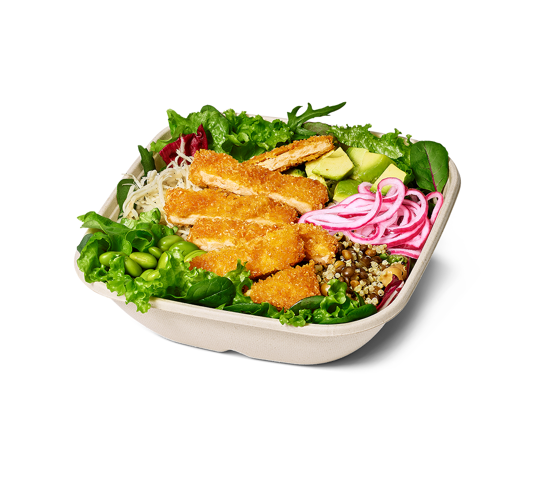 Crispy No Chicken Sesame Ginger Salad Bowl